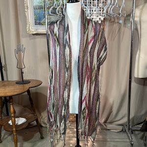 Vibrant Multicolor Striped Scarf with Fringe
